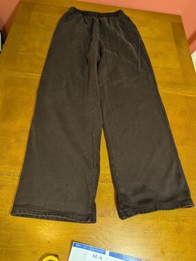 SKIMS Espresso Brown Wide Leg Sweatpants Women's XS Cotton Fleece Lounge Pants